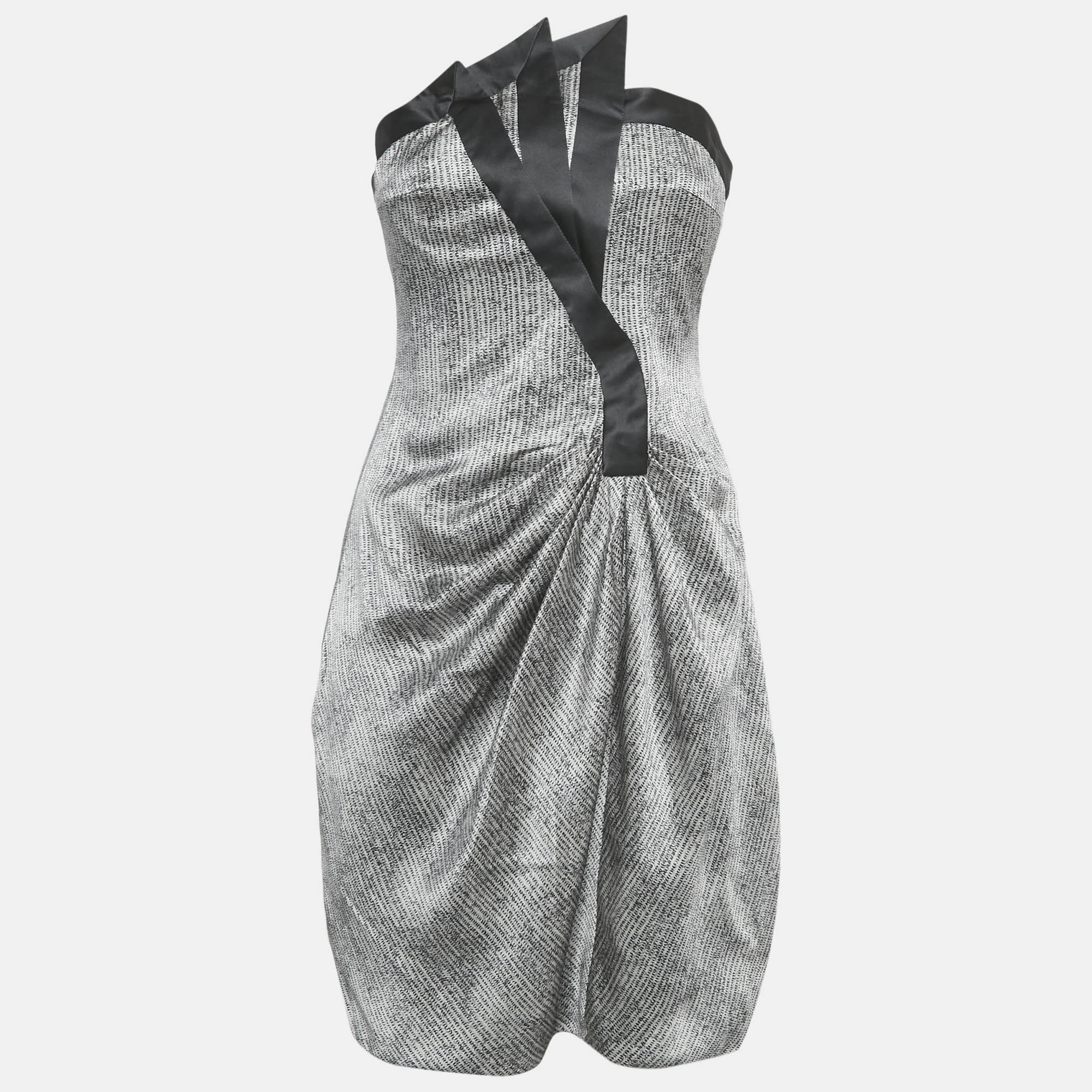

Giorgio Armani Grey Silk Strapless Mini Dress S