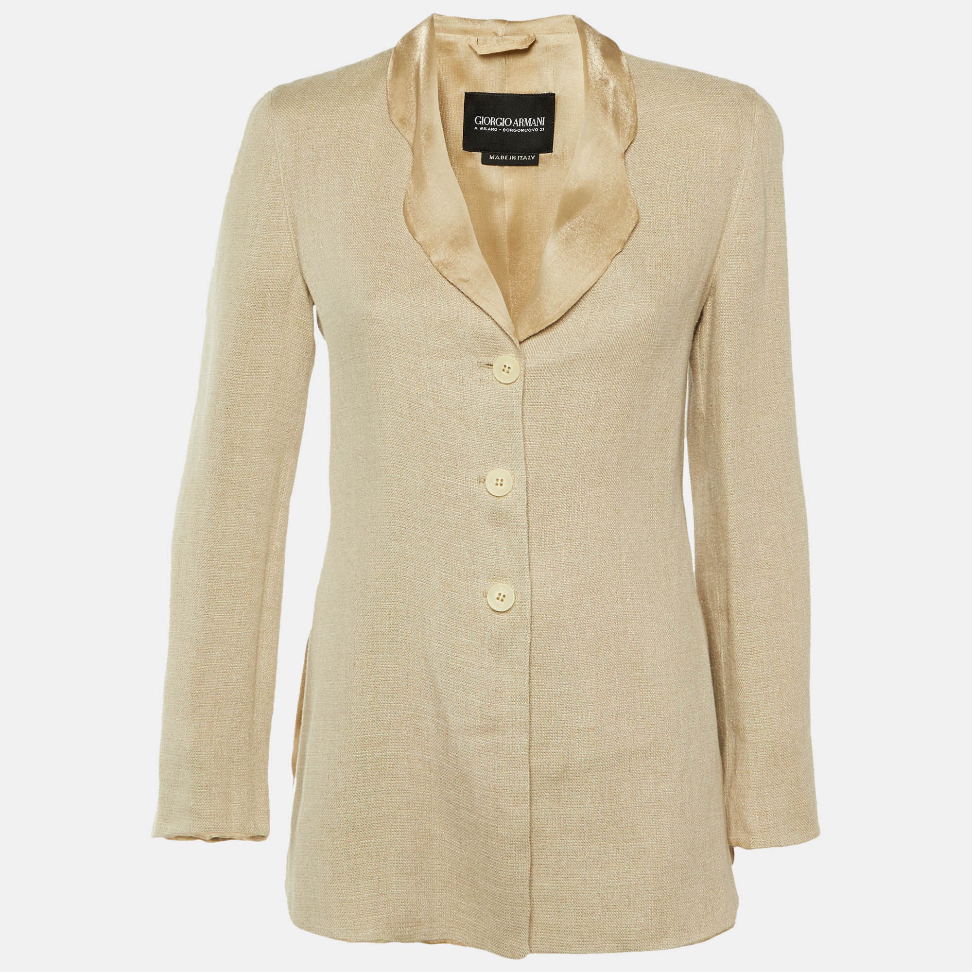

Giorgio Armani Beige Linen & Silk Lapel Blazer S