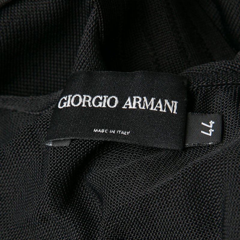 Pre-owned Giorgio Armani Black Knit Twist Front Top M