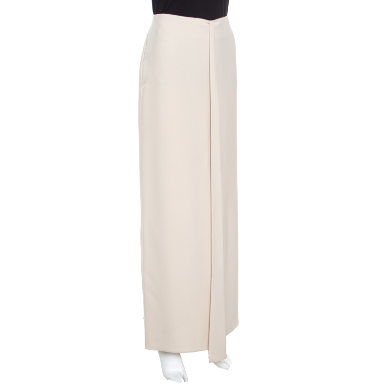 

Giorgio Armani Beige Silk Pleated Front Maxi Skirt