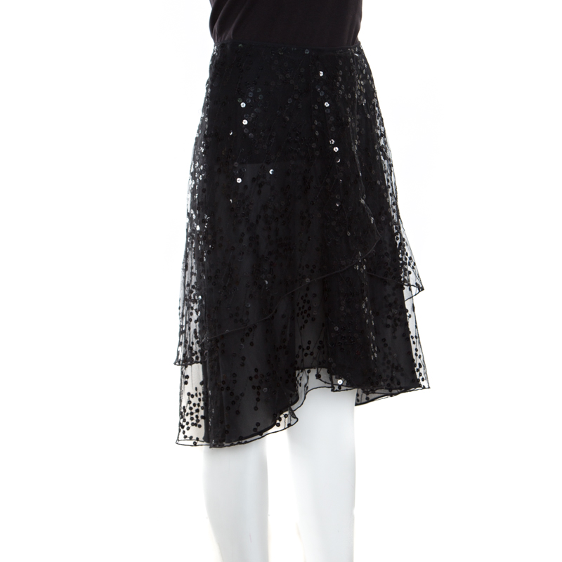 

Giorgio Armani Black Sequined Layered Tulle Skirt