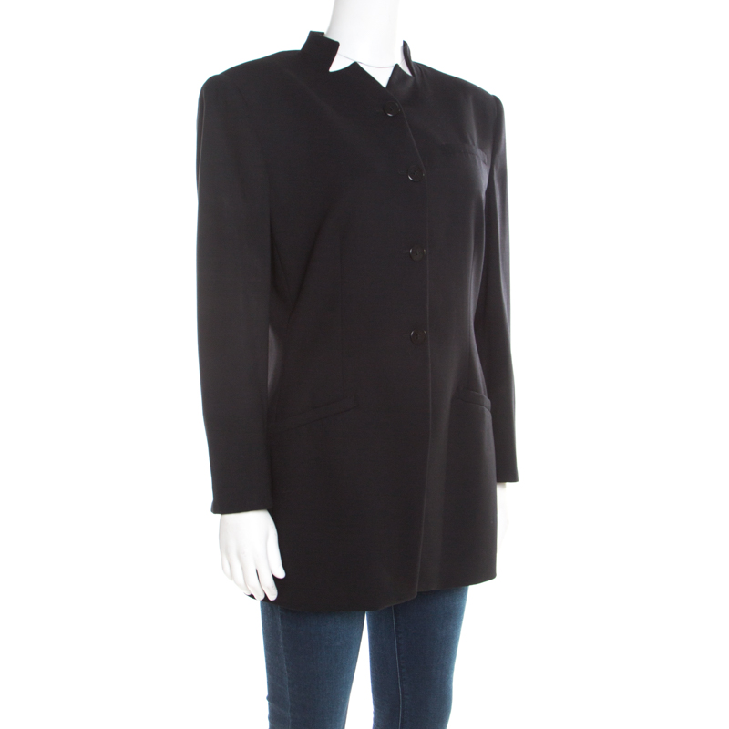 

Giorgio Armani Black Wool Mandarin Collar Blazer