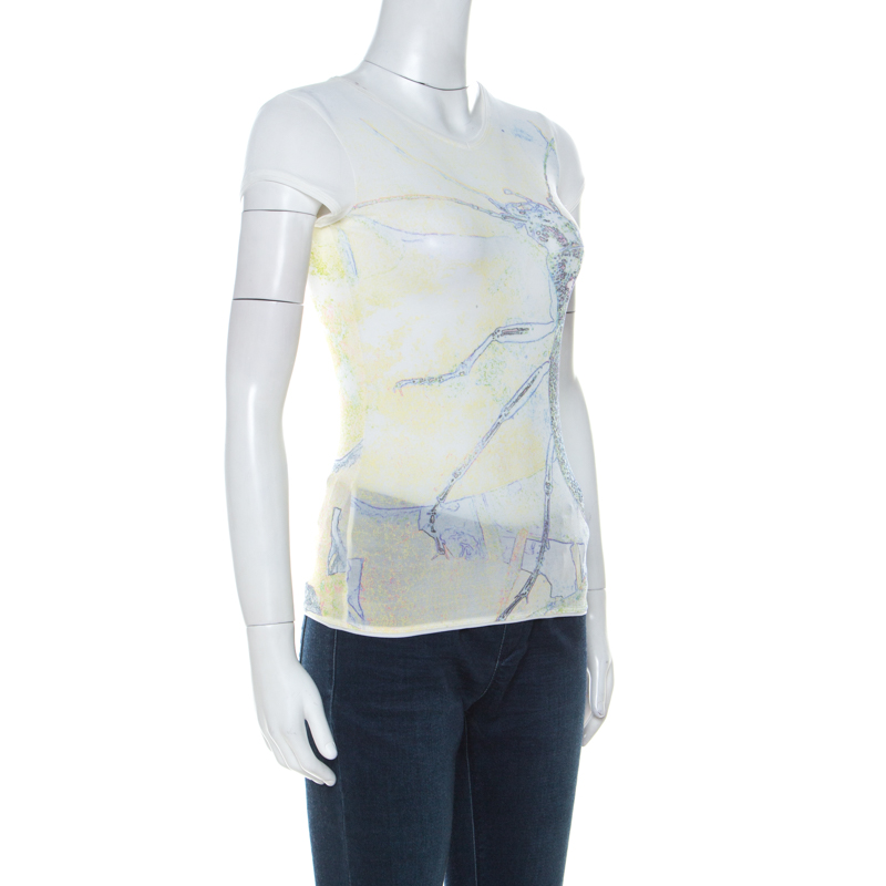 

Giorgio Armani Multicolor Textured Jersey Insect Print Crew Neck T Shirt