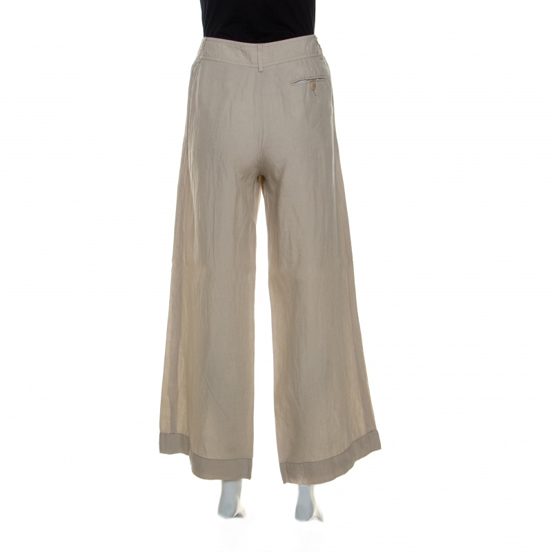 

Giorgio Armani Beige Linen Wide Leg Trousers
