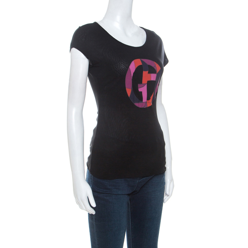 

Giorgio Armani Black Sheer Logo Print T-Shirt