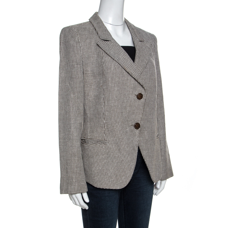 

Giorgio Armani Beige And White Knit Blazer