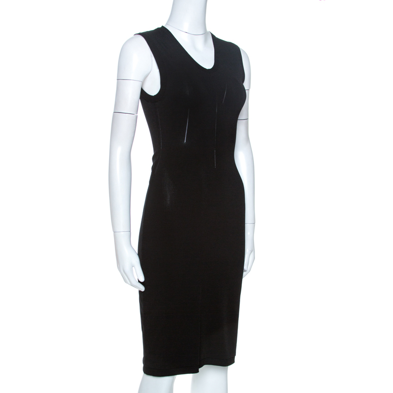 

Giorgio Armani Black Knit Cutout Detail Sheath Dress