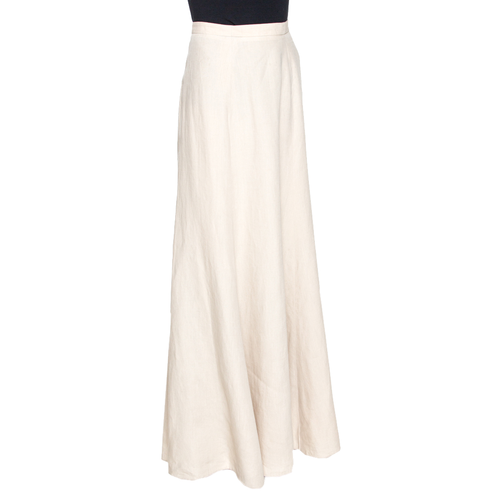 

Giorgio Armani Beige Linen Flared Maxi Skirt M