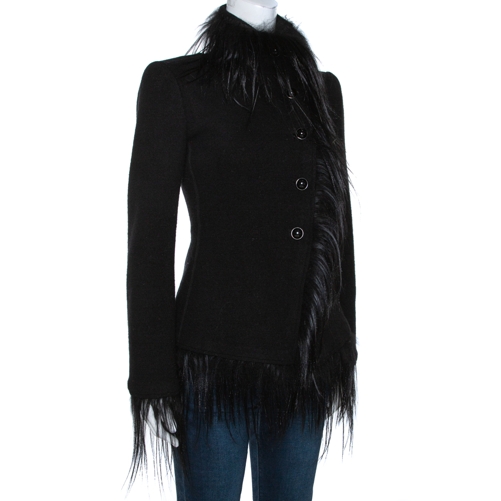 

Giorgio Armani Black Wool Fur Lined Jacket