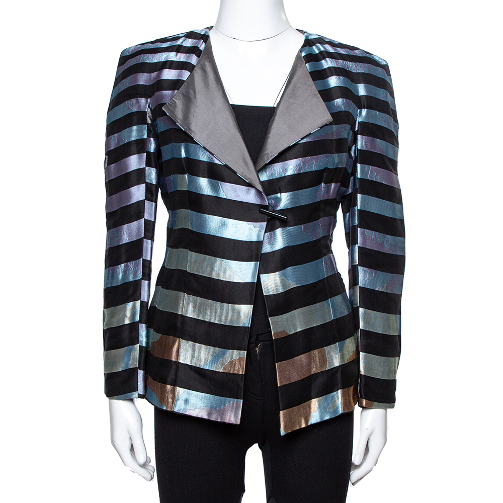 

Giorgio Armani Multicolor Striped Jacquard Toggle Button Jacket