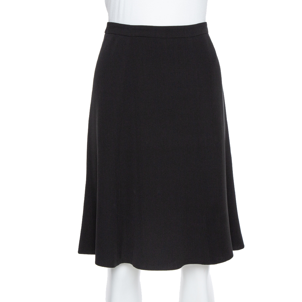 Pre-owned Giorgio Armani Black Crepe A Line Short Skirt M
