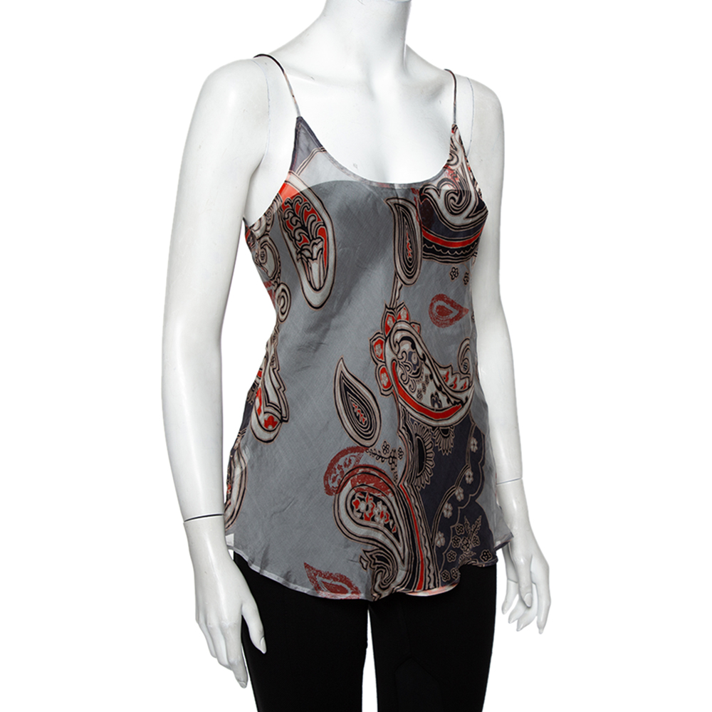 

Giorgio Armani Grey Printed Silk Sheer Camisole