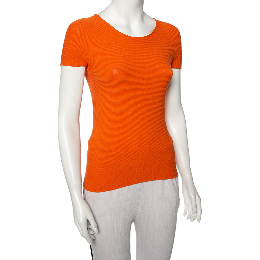 

Giorgio Armani Orange Rib Knit Short Sleeve T-shirt