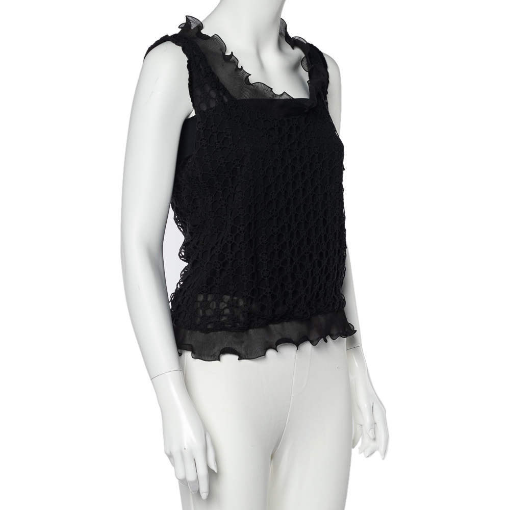 

Giorgio Armani Black Cutout Wool Sleeveless Top