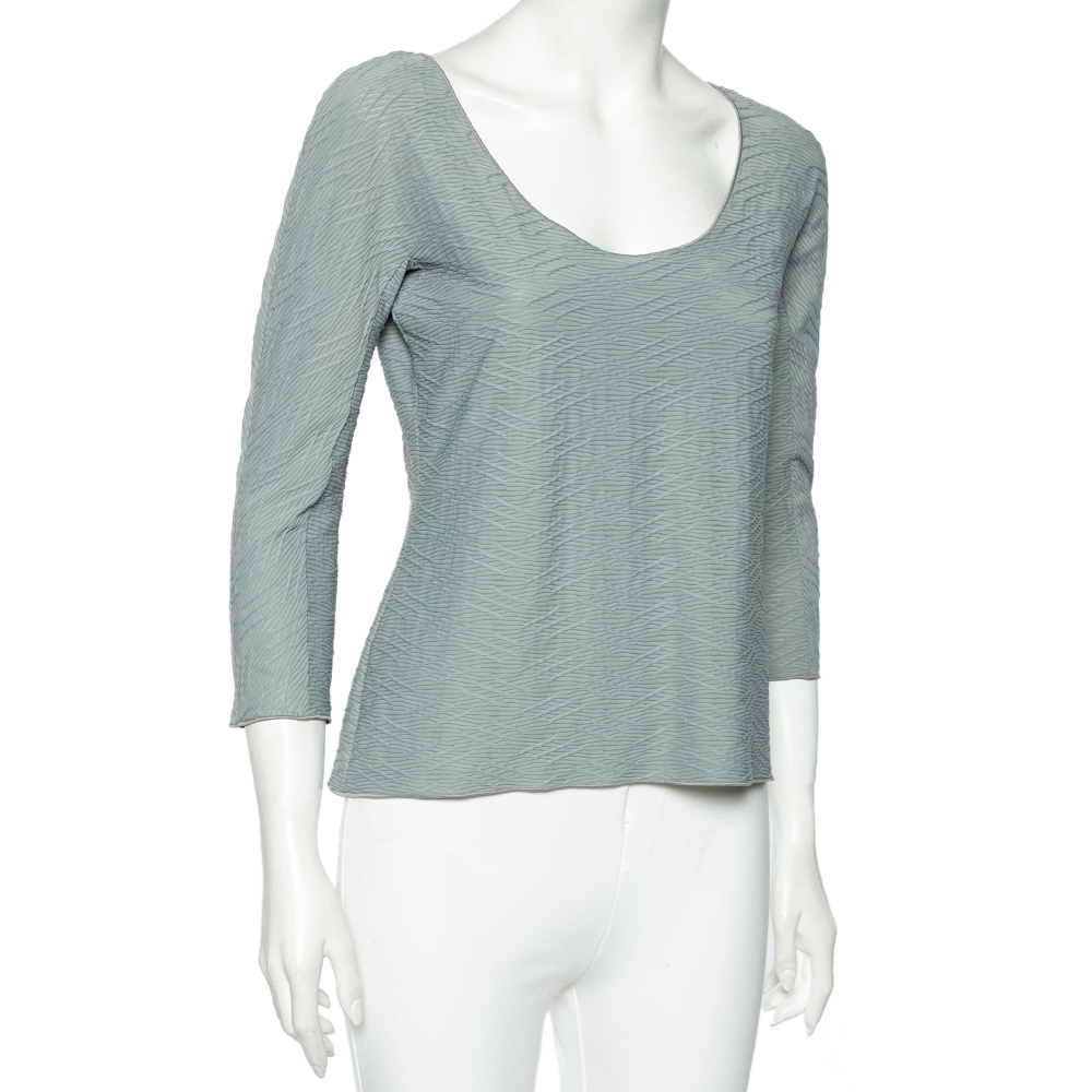 

Giorgio Armani Green Textured Knit Round Neck T-Shirt