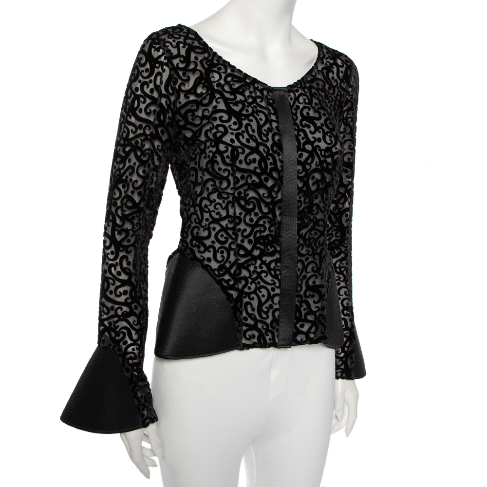 

Giorgio Armani Devore Long Sleeve Top, Black