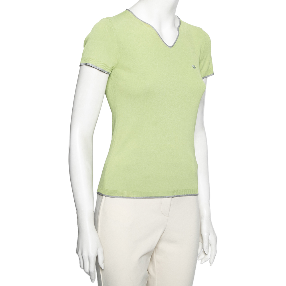 

Giorgio Armani Green Knitted V-Neck Short Sleeve T-Shirt