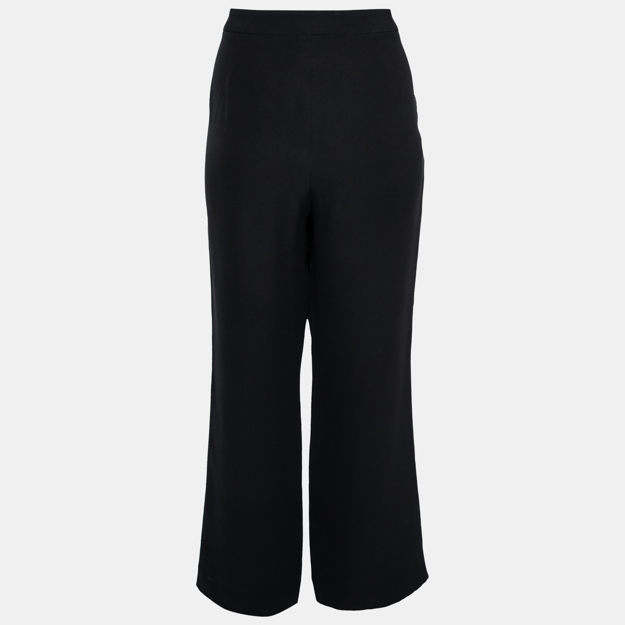 

Giorgio Armani Black Crepe Silk Straight Leg Trousers