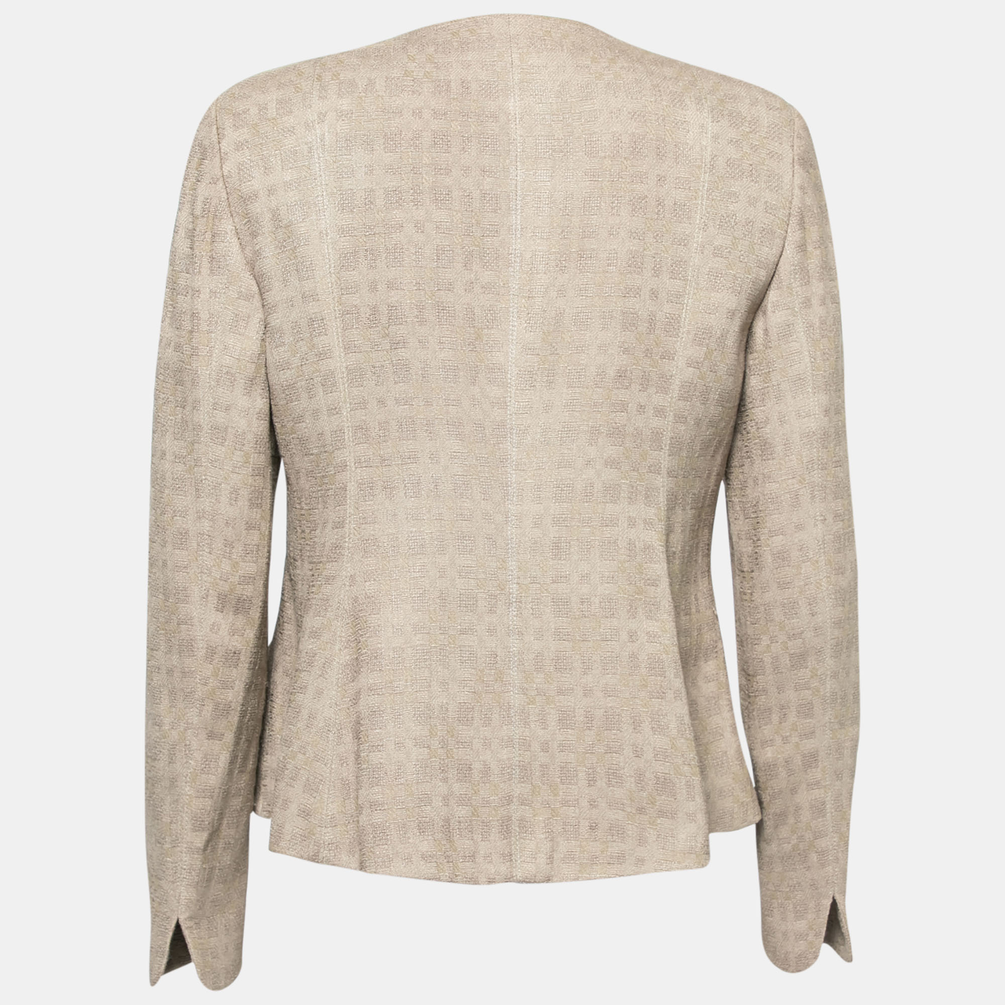 

Giorgio Armani Collezioni Vintage Beige Jacquard Button Front Jacket