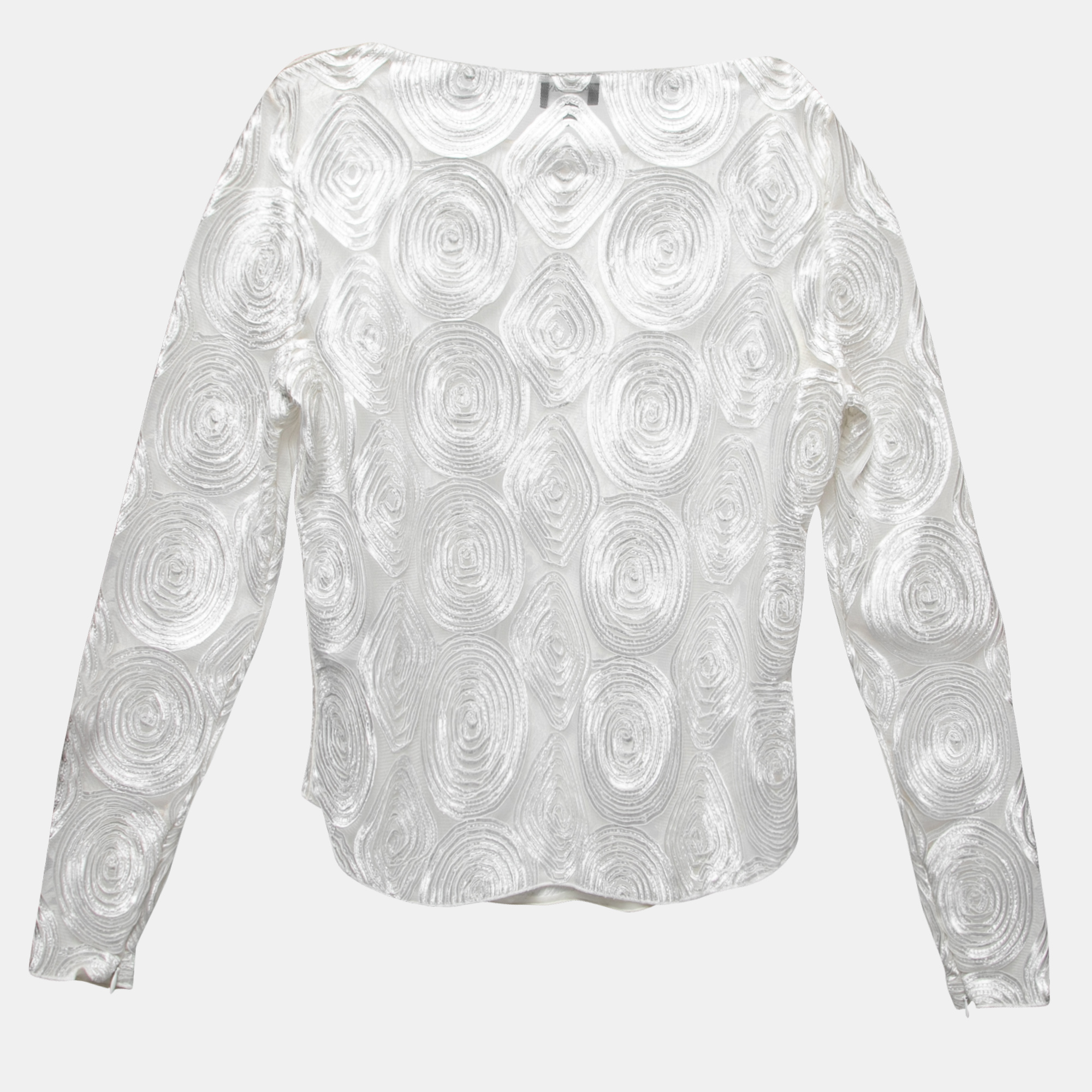 

Giorgio Armani White Embroidered Tulle Long Sleeve Top