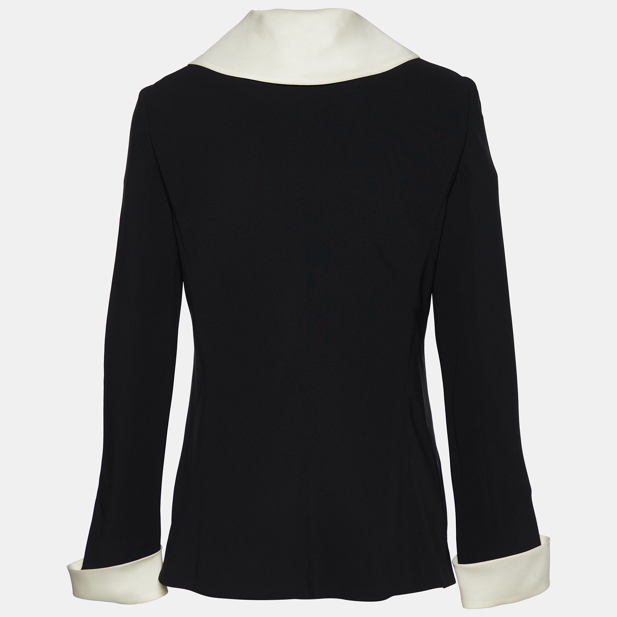 

Giorgio Armani Black Silk Contrast Collar Detail Jacket