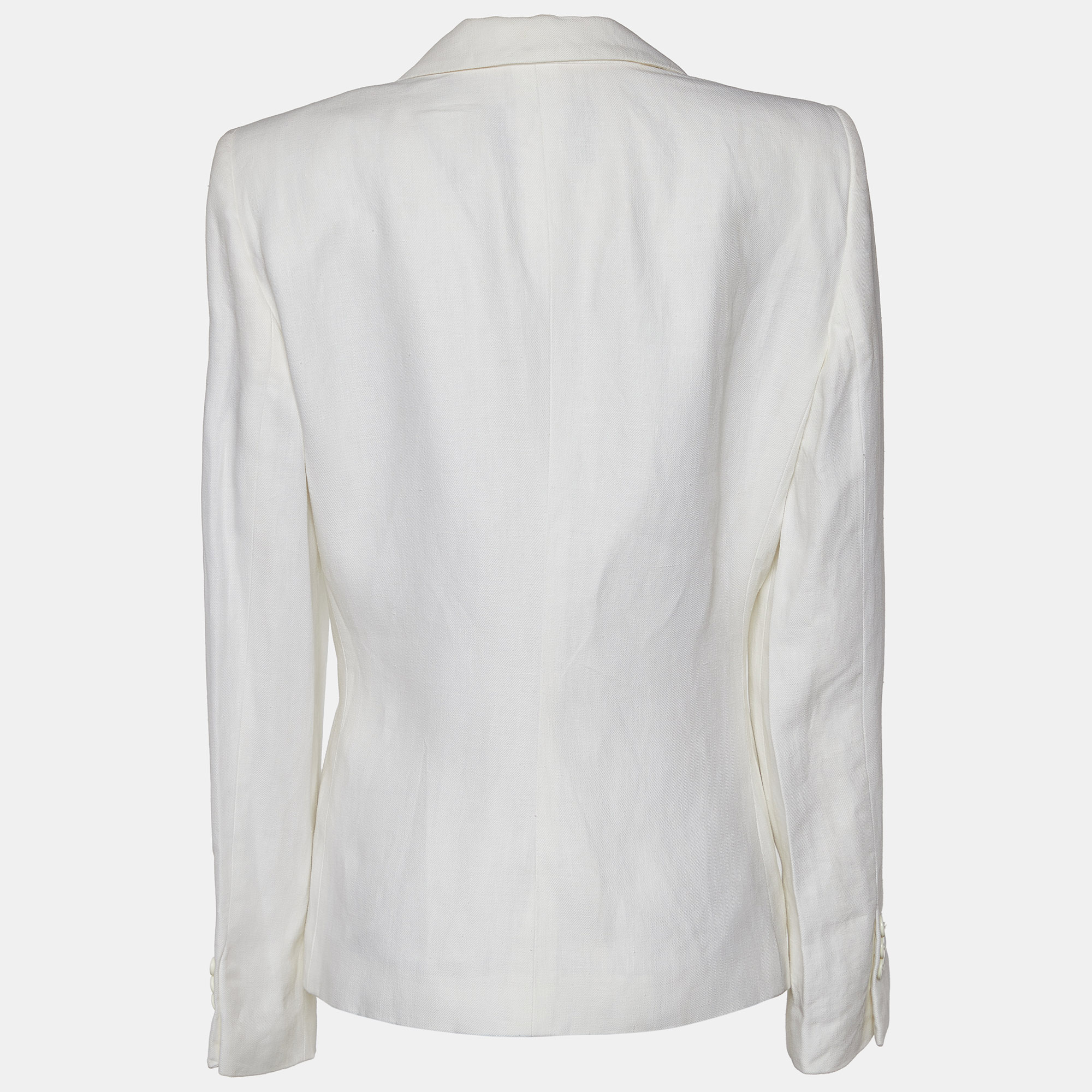 

Giorgio Armani White Linen Button Front Blazer