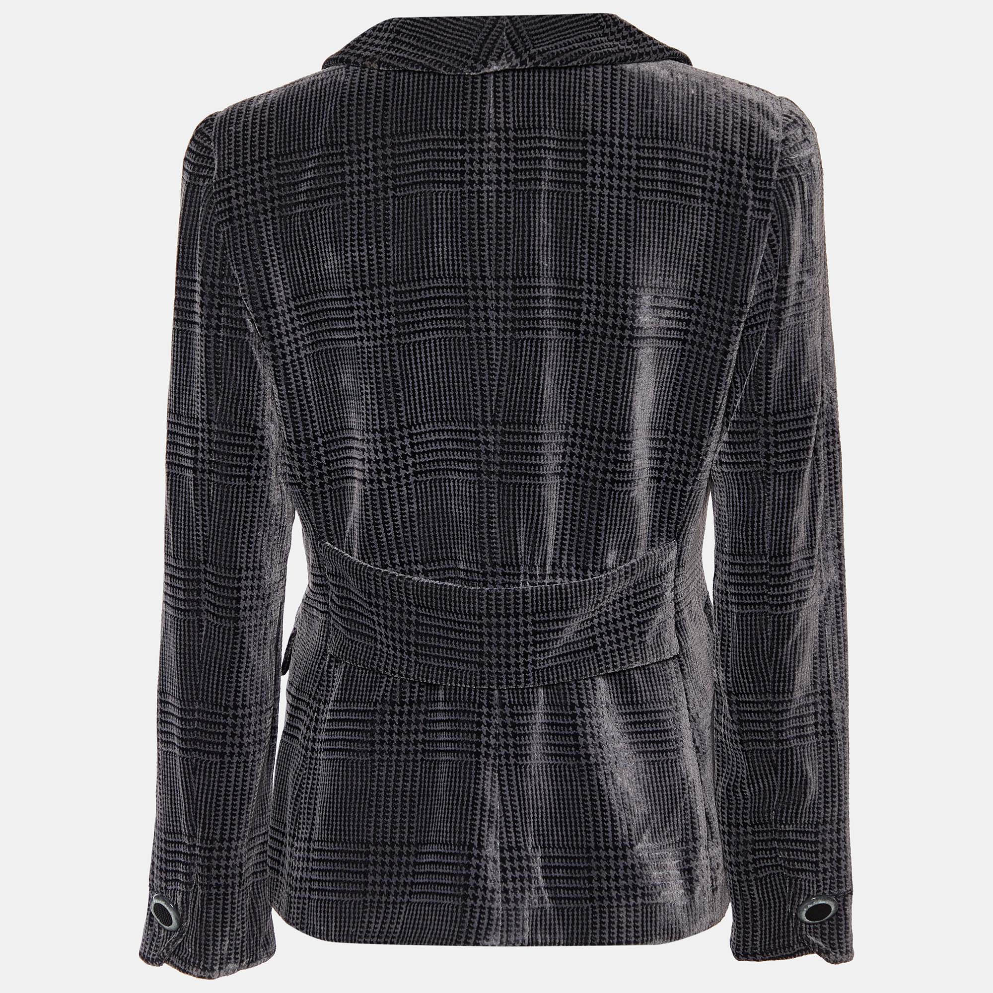 

Giorgio Armani Black Patterned Devore Button Front Blazer