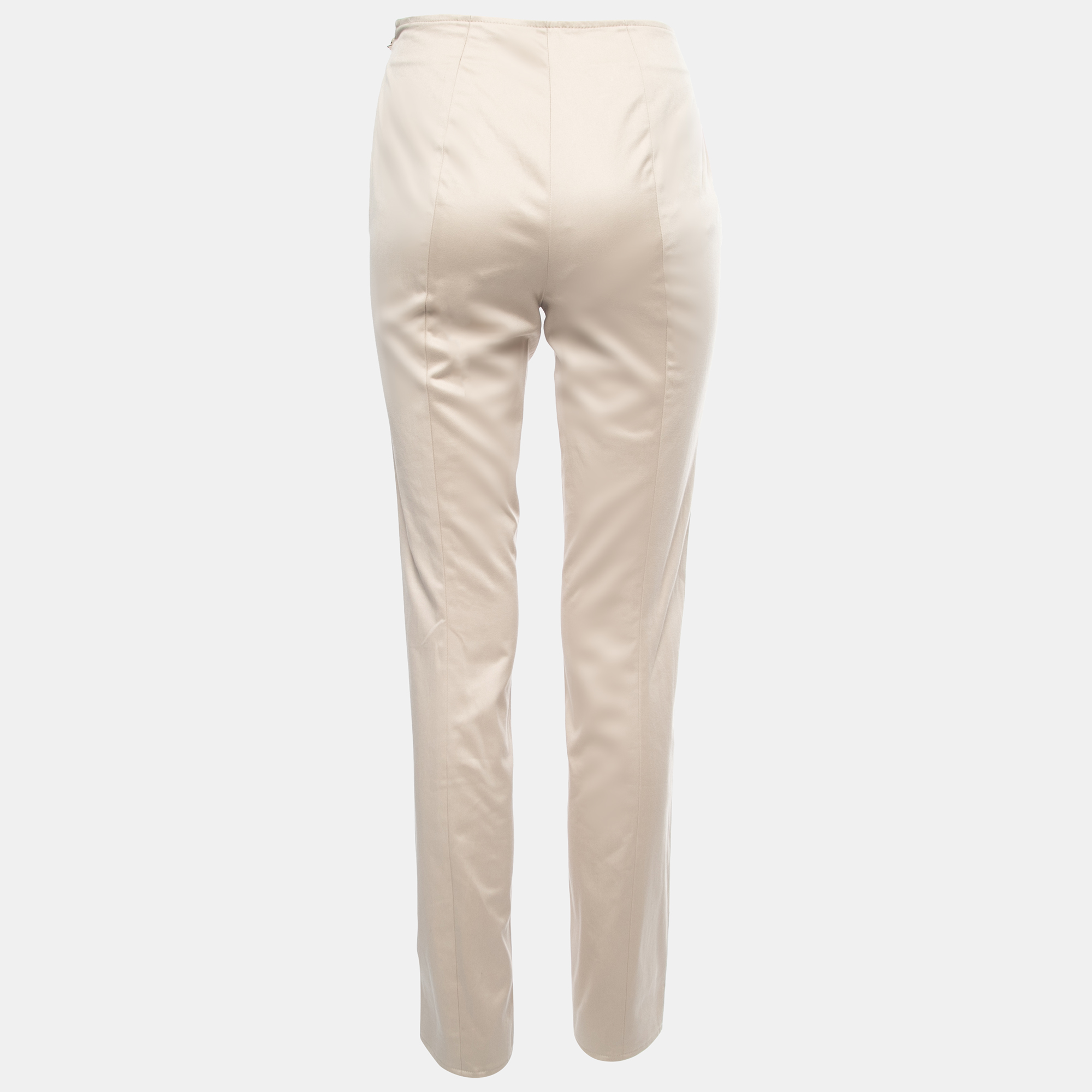 

Giorgio Armani Beige Cotton Zip Detail Tapered Trousers