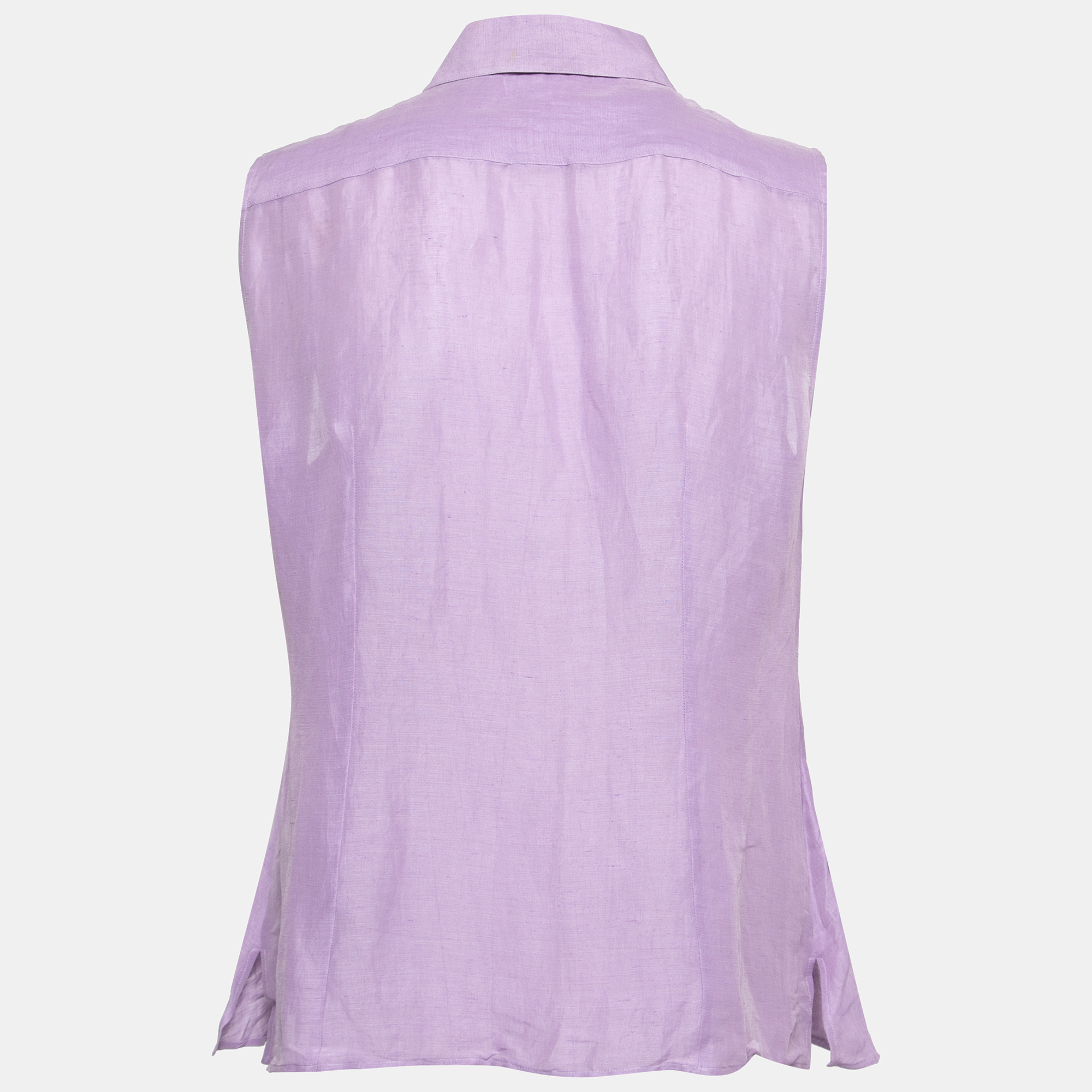 

Giorgio Armani Borgo 21 Purple Linen Silk Sleeveless Shirt