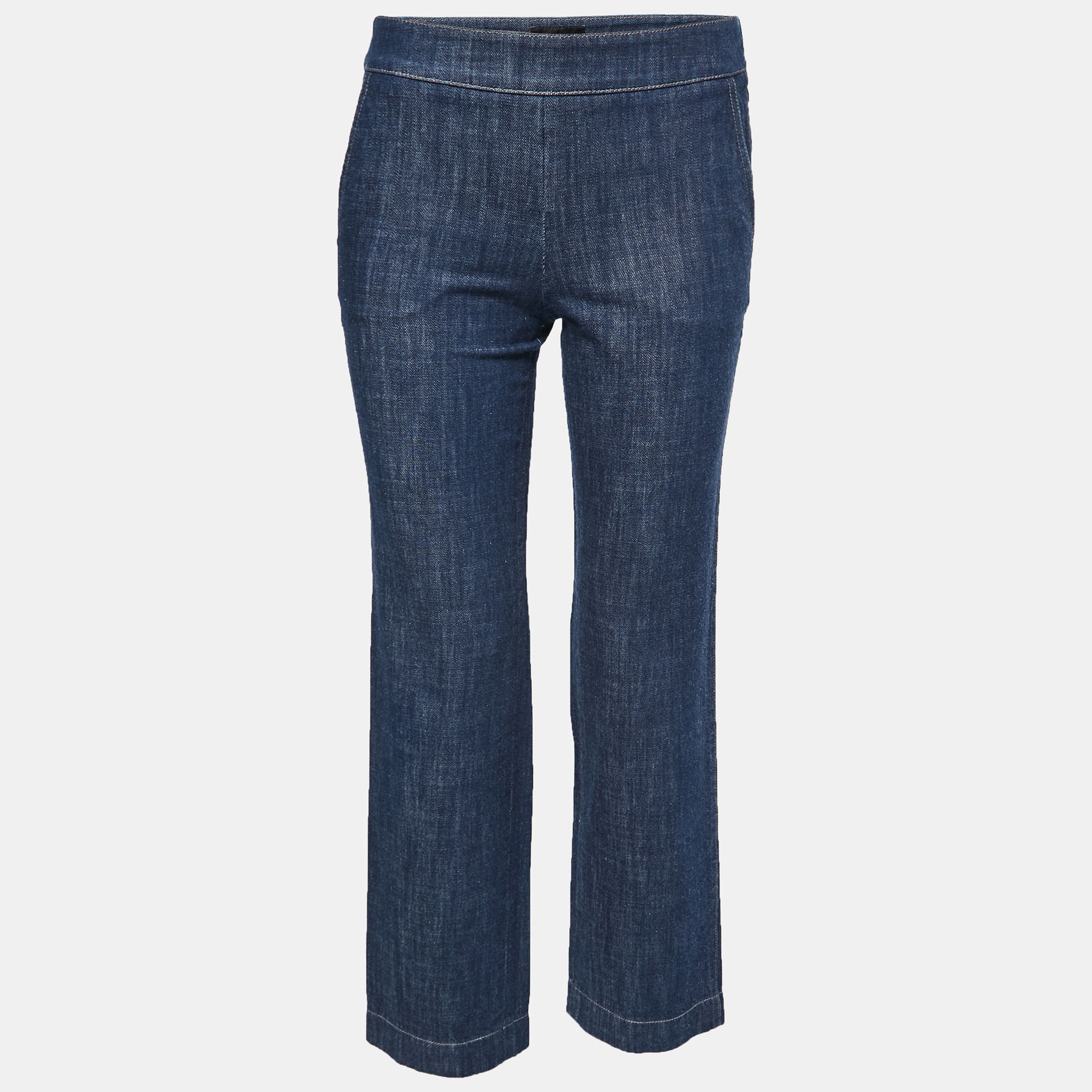 Pre-owned Giorgio Armani Blue Dark Wash Denim Wide Leg Jeans M / Waist 30"