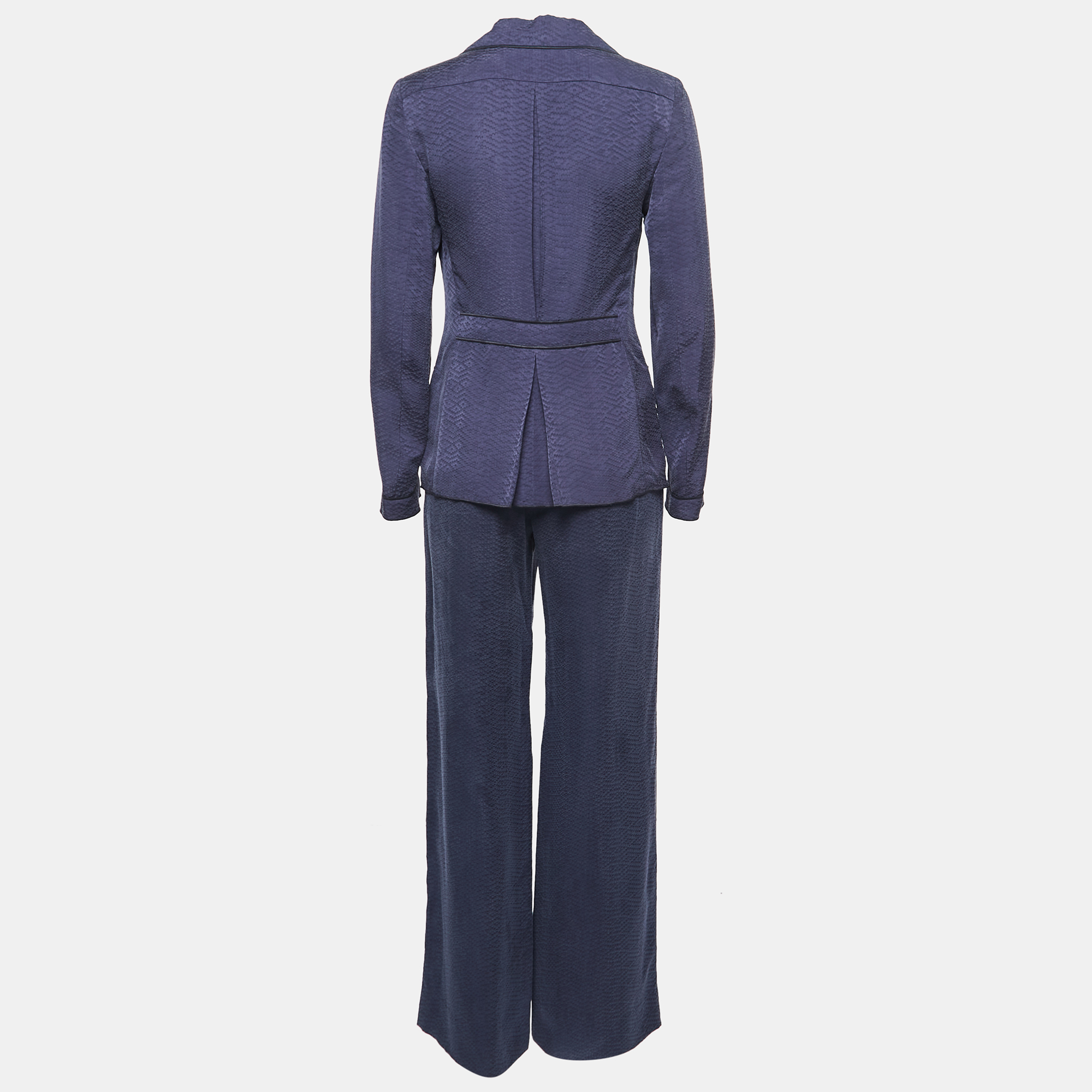 

Giorgio Armani Navy Blue Textured Silk Blend Blazer and Trouser Set