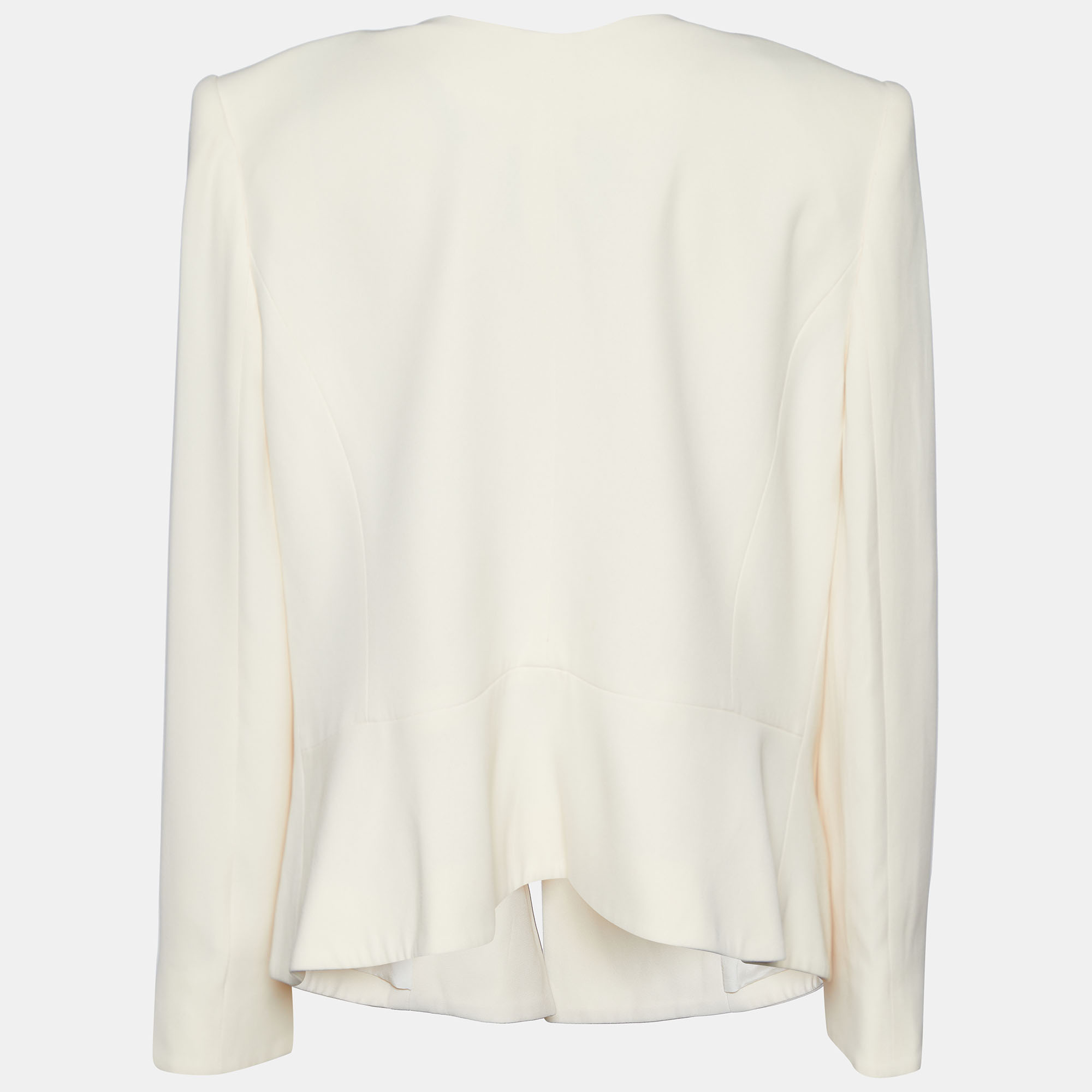 

Giorgio Armani Light Cream Silk Chiffon Button Front Blazer