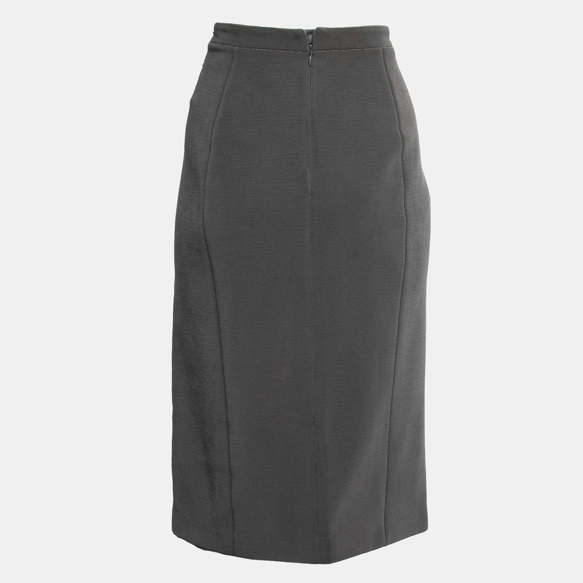 

Giorgio Armani Grey Ribbed Knit Knee Length Skirt