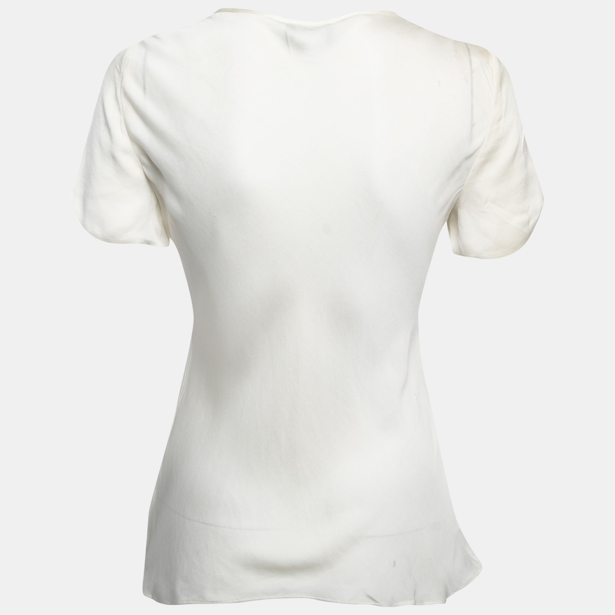 

Giorgio Armani White Silk Satin Sleeve Top