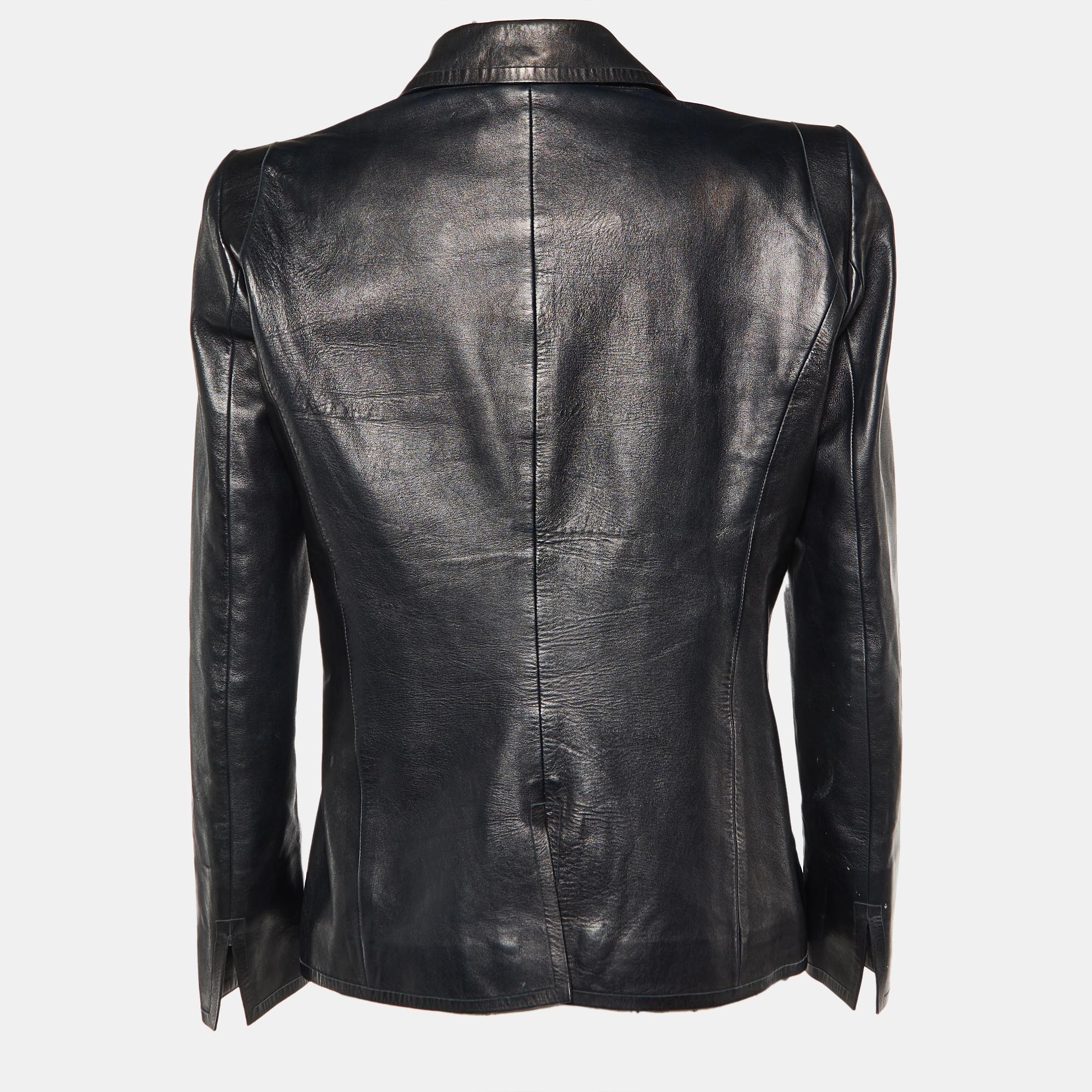 

Giorgio Armani Black Leather Blazer Jacket