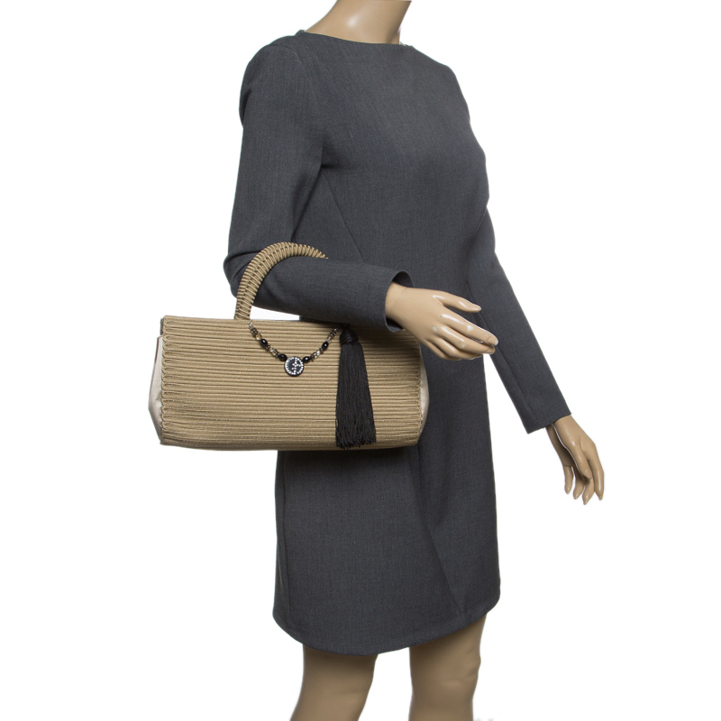 

Giorgio Armani Light Brown Canvas and Satin Satchel