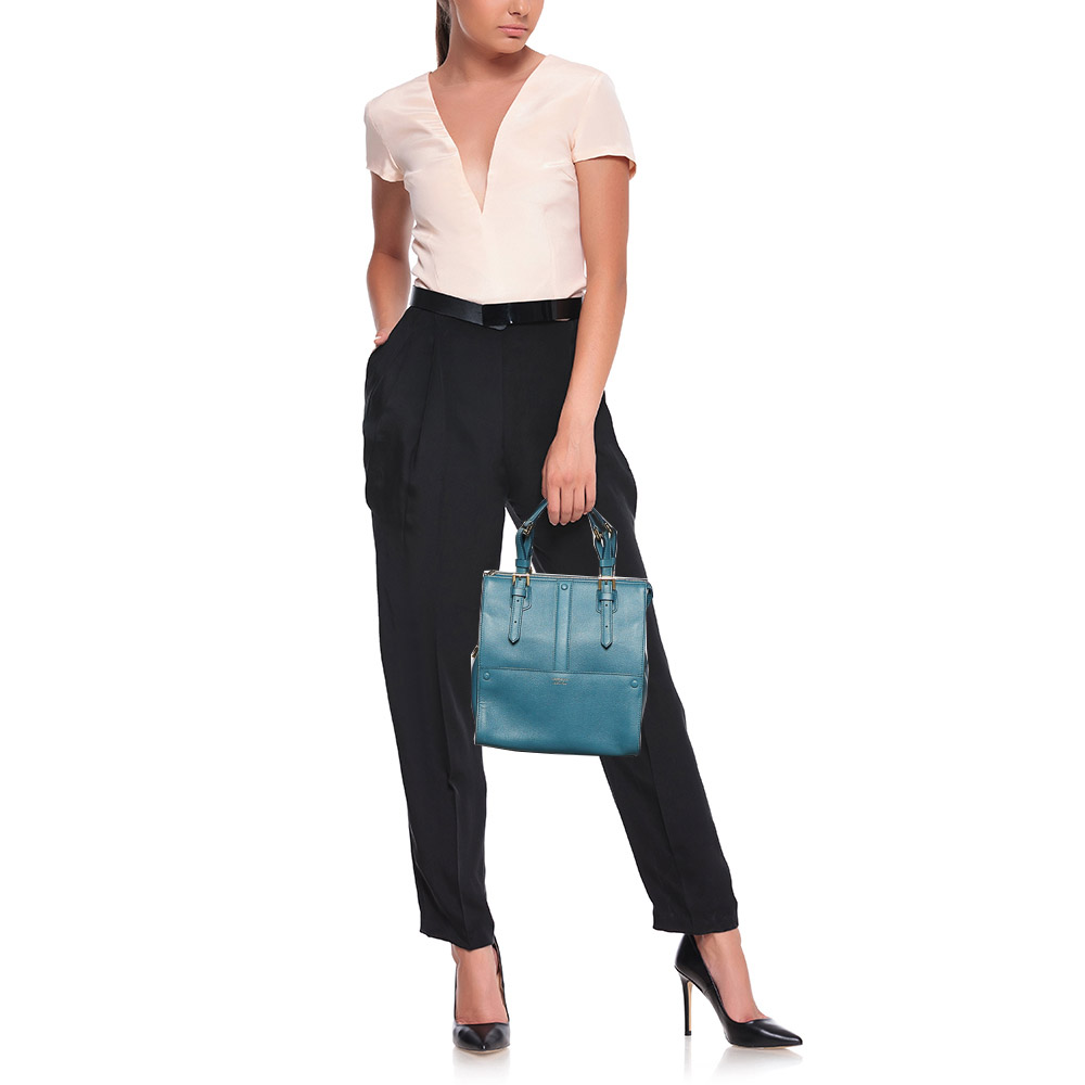 

Giorgio Armani Blue Leather Bauletto Piccolo Tote