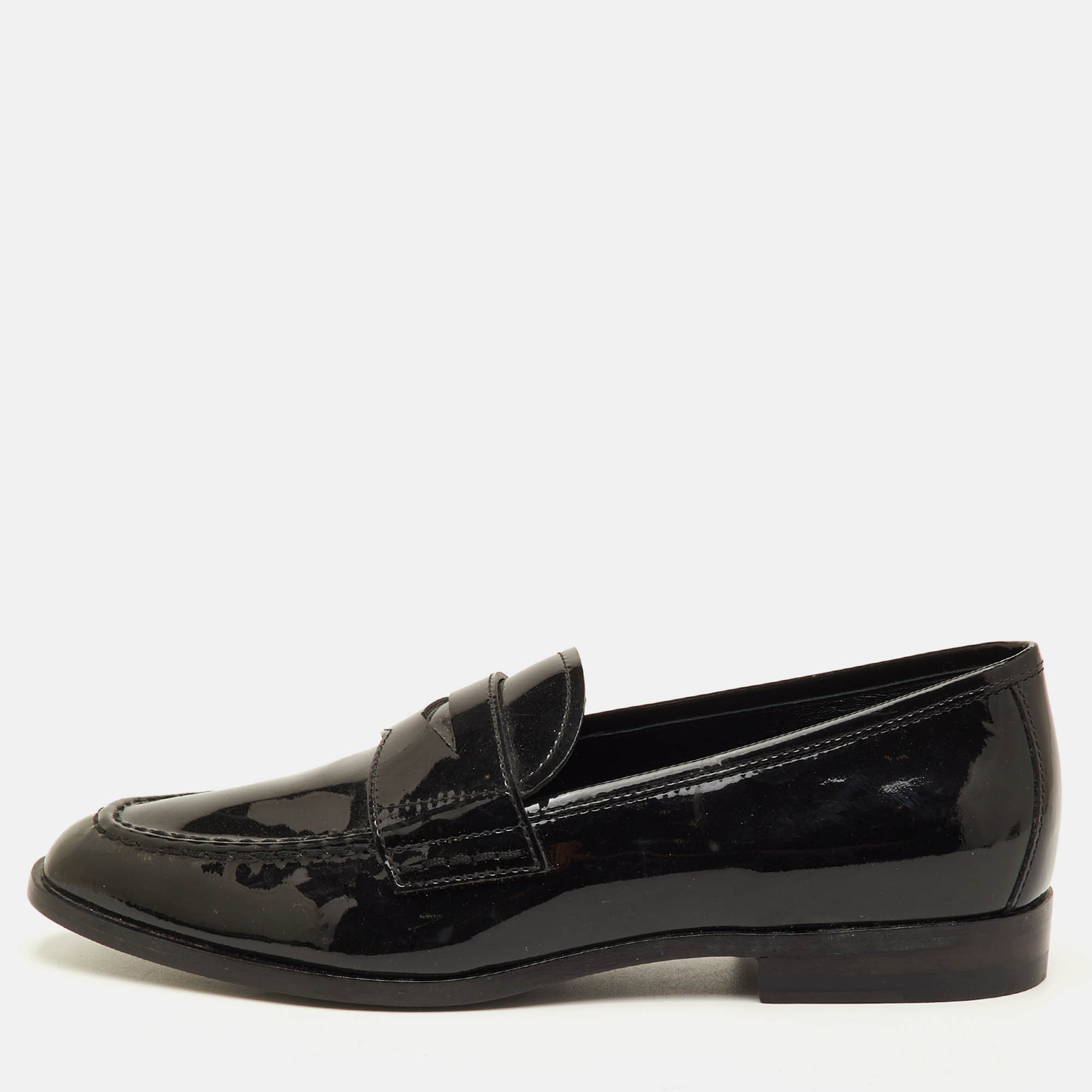 

Giorgio Armani Size  Black Patent Leather Slip On Loafers