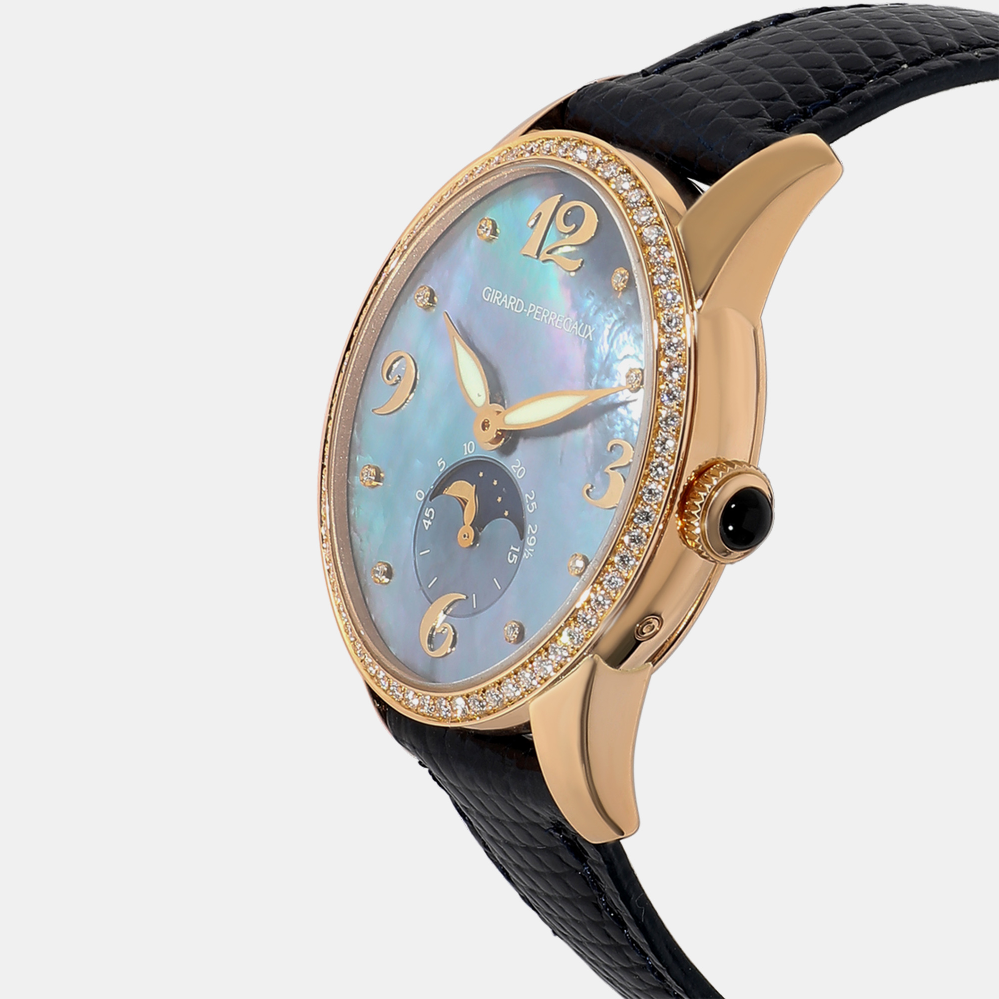 

Girard Perregaux Blue Mother Of Pearl 18k Rose Gold Cat's Eye 80490.D52.A261 Automatic Women's Wristwatch 30 mm