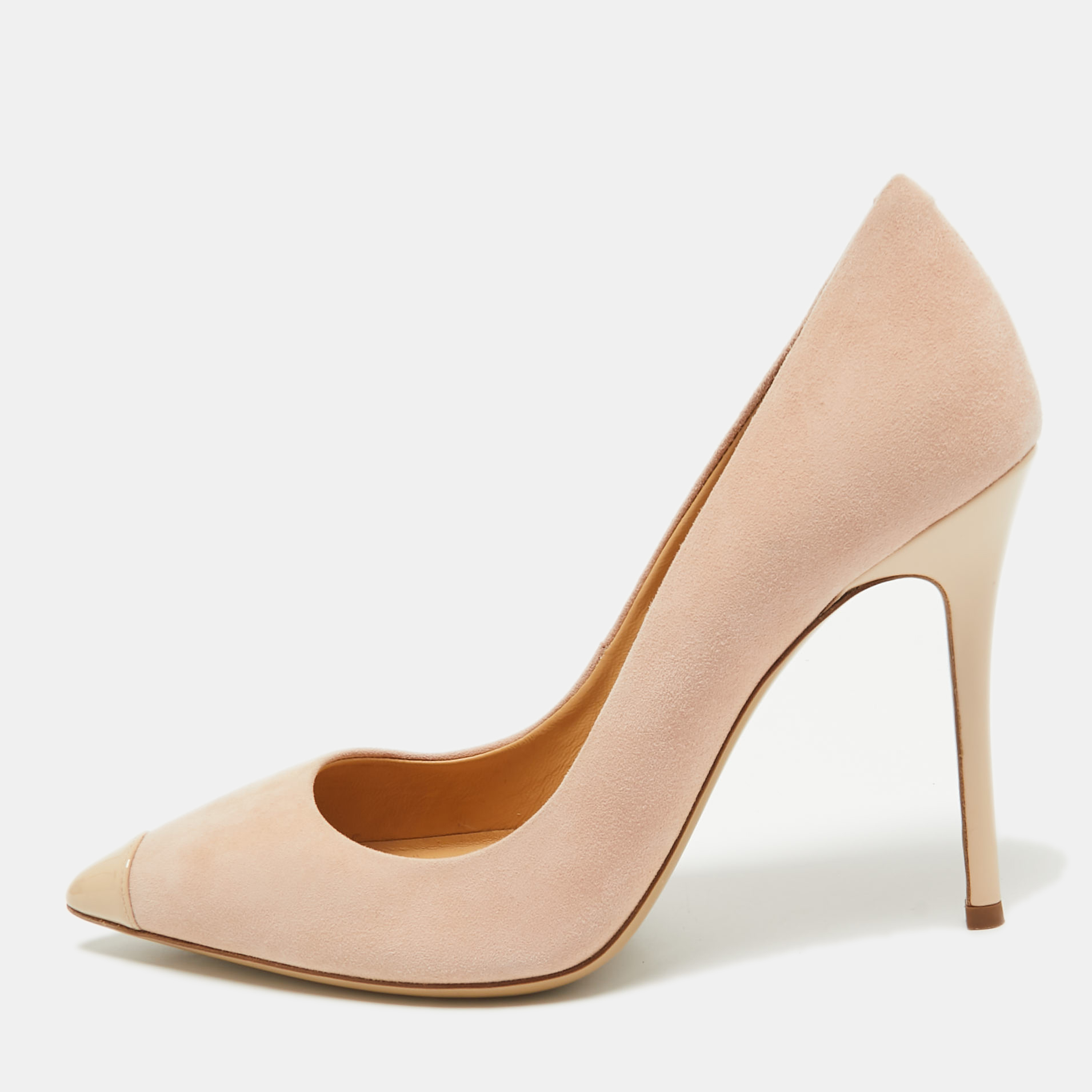 

Giuseppe Zanotti Beige Patent Leather and Suede Pumps Size