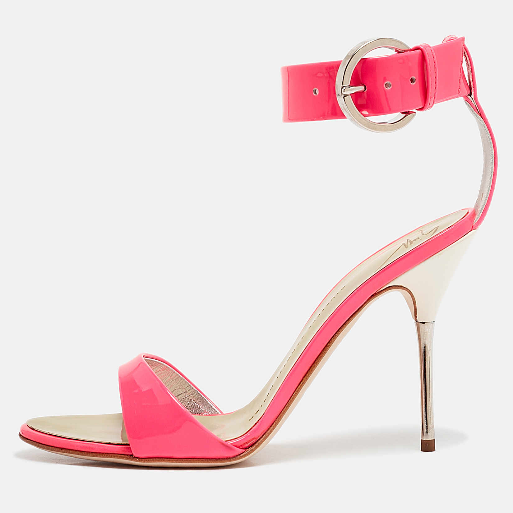 

Giuseppe Zanotti Neon Pink Patent Leather Taz Sandals Size