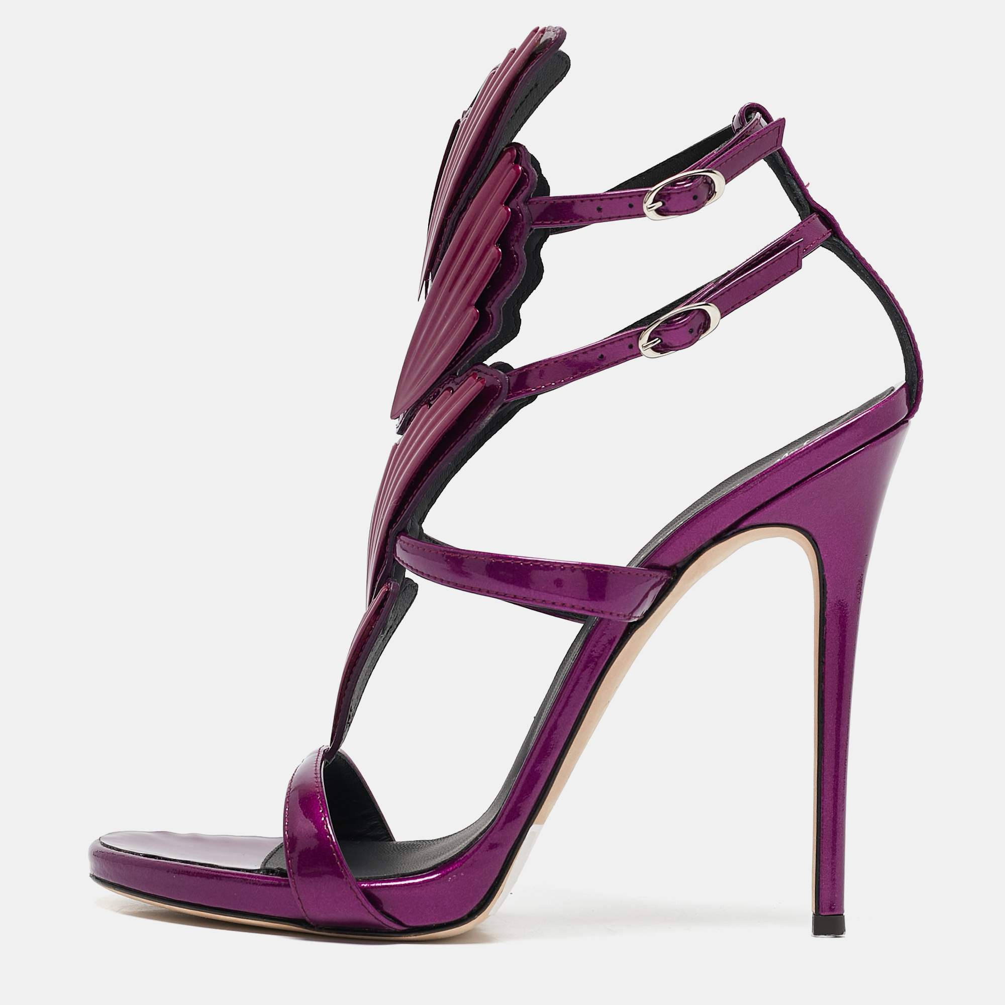 

Giuseppe Zanotti Purple Patent Leather Cruel Ankle Strap Sandals Size