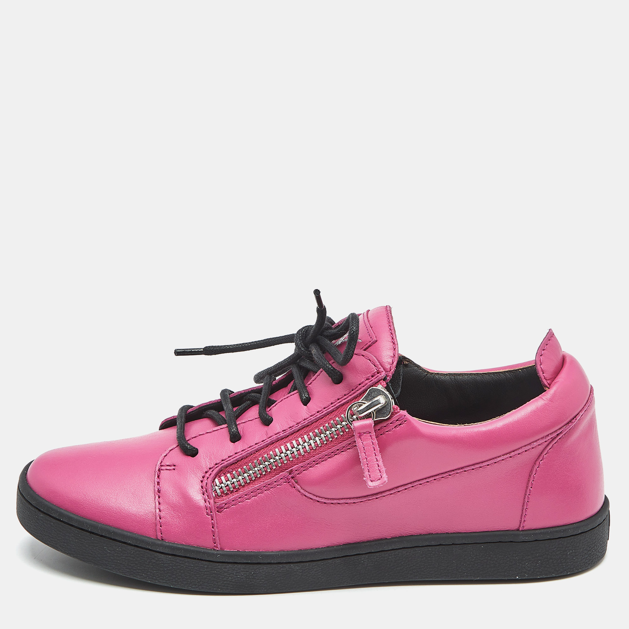 

Giuseppe Zanotti Pink Leather Frankie Low Top Sneakers Size