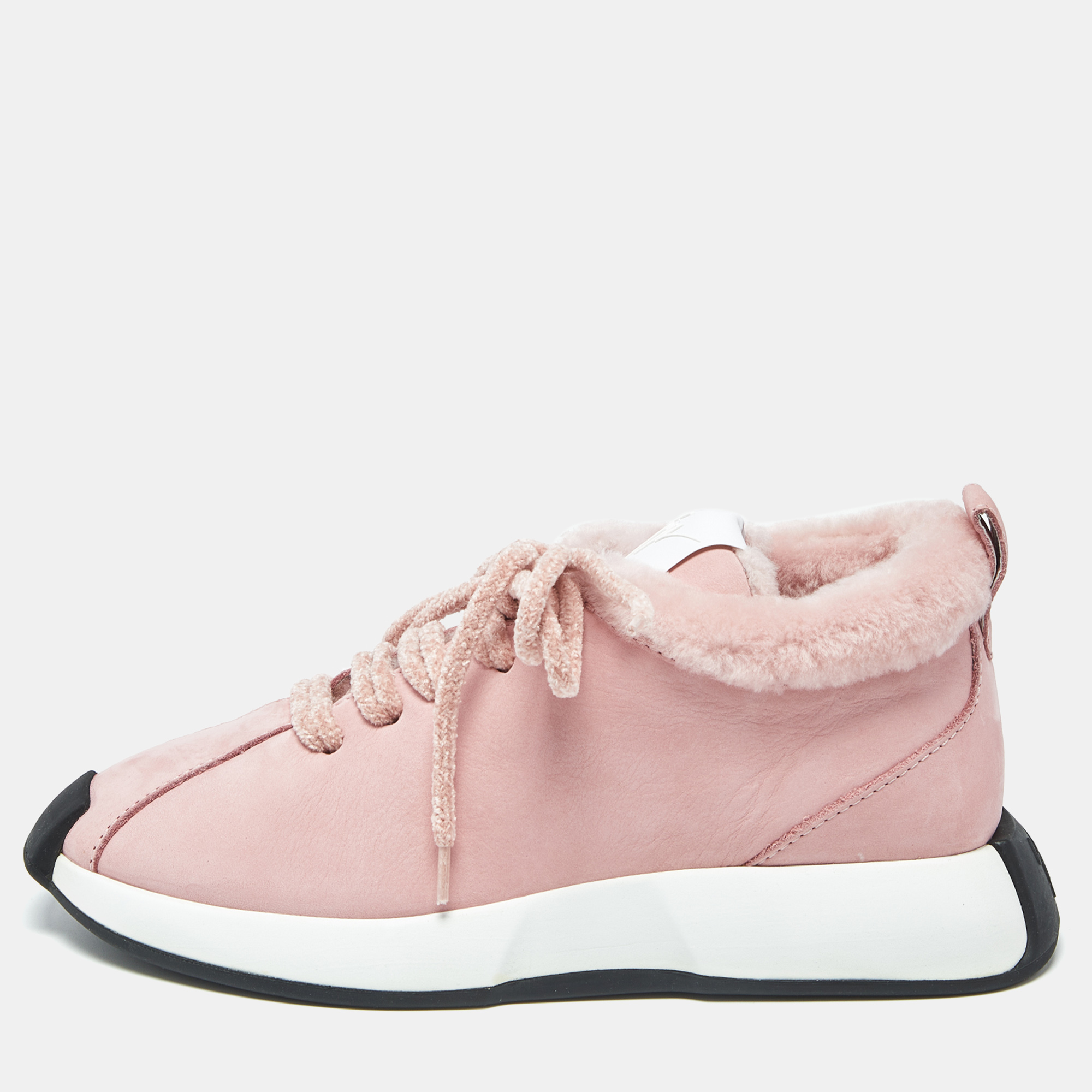 

Giuseppe Zanotti Ferox Size  Pink Nubuck Leather Wedge Sneakers