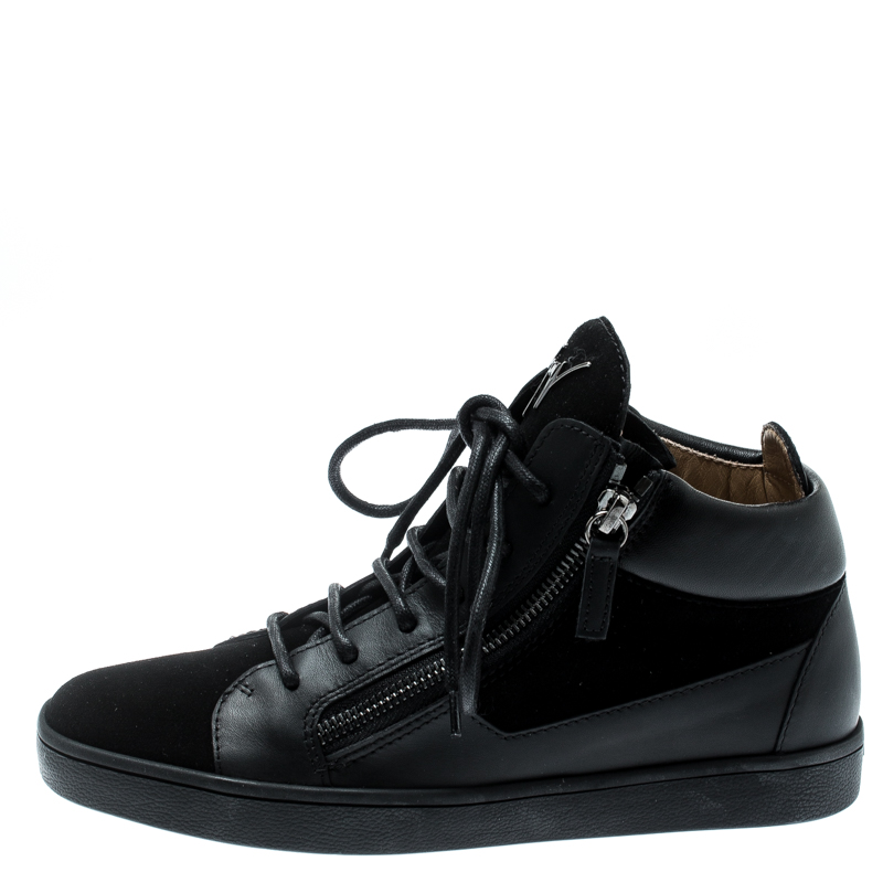 

Giuseppe Zanotti Black Suede And Leather High Top Sneakers Size