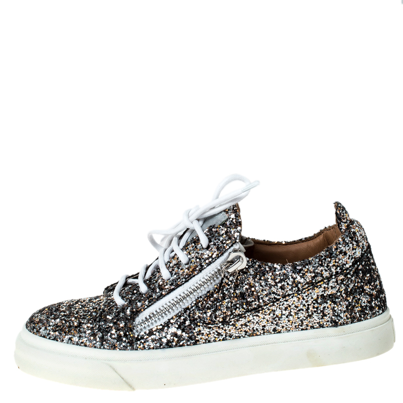 

Giussepe Zanotti Metallic Tricolor Coarse Glitter Sneakers Size