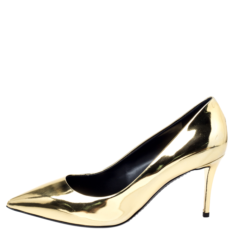 

Giuseppe Zanotti Metallic Gold Leather Pointed Toe Pumps Size