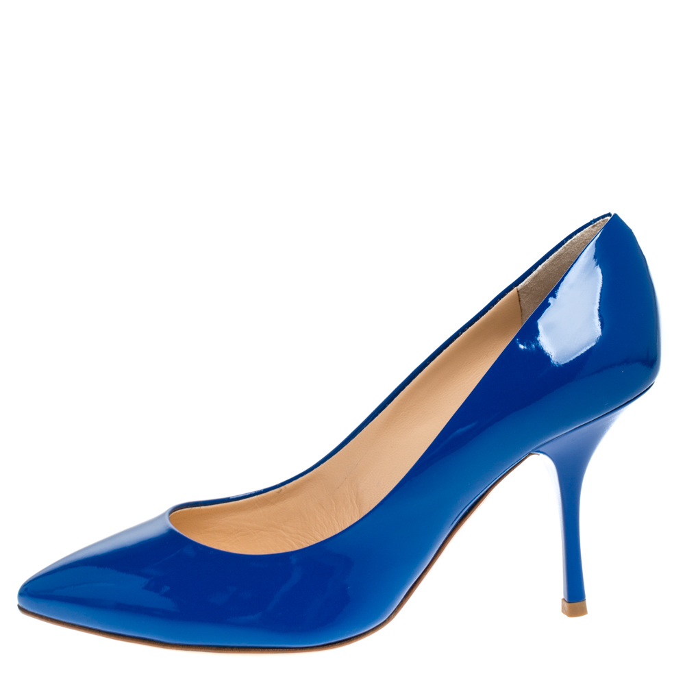 

Giuseppe Zanotti Blue Patent Leather Pointed Toe Pumps Size