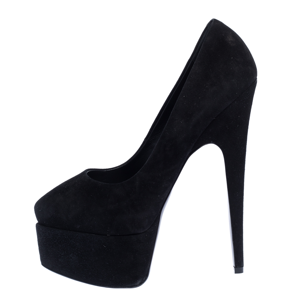 

Giuseppe Zanotti Black Suede Platform Pumps Size