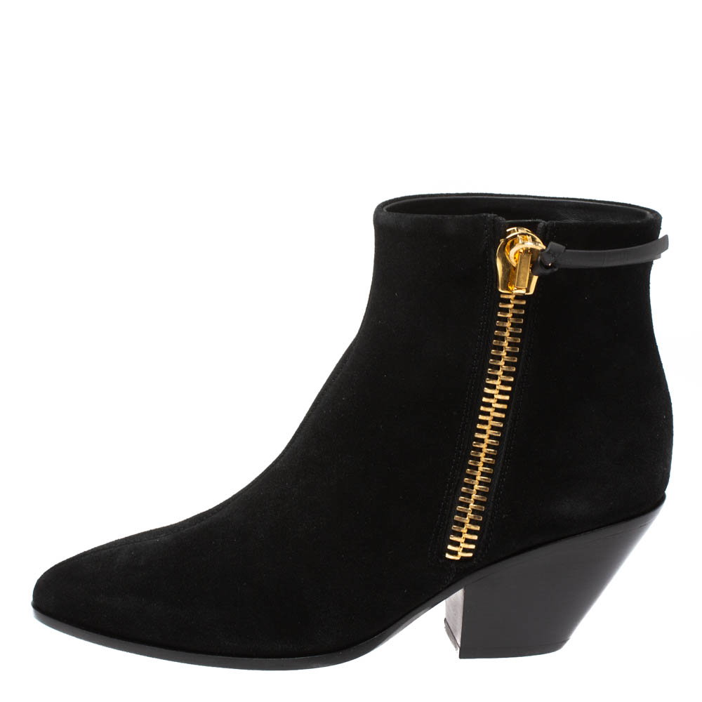 

Giuseppe Zanotti Black Suede Side Zip Ankle Boots Size